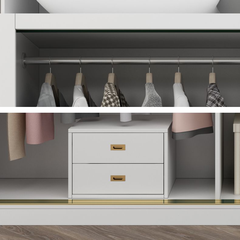 Modern White Wardrobe for Home Manufactured Wood Cabinet with Sliding Doors