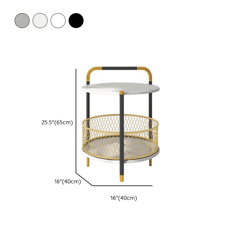 Glam Accent Table Nightstand Antique Finish Night Table with 2 Shelves