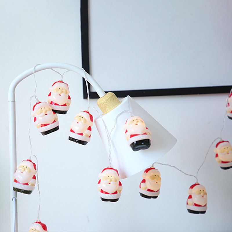 Cartoon Santa Claus Christmas Lamp Plastic Indoor LED String Light in Red