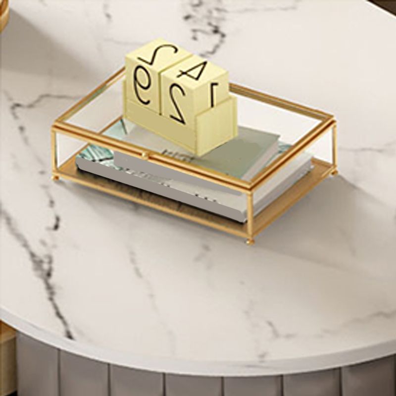 4 Legs Metal Coffee Table Draw included Oval Single Cocktail Table