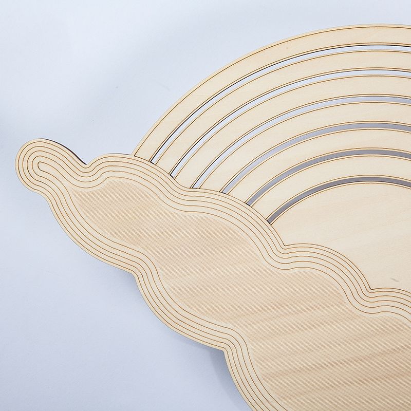 Rainbow & Cloud Led Wall Light Wood Cartoon SCONCE Licht in Beige voor kleuterschoolslaapkamer