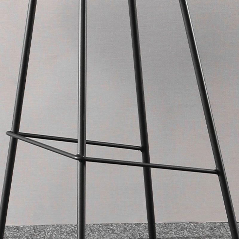 Nordic Backrest Counter Stool Iron Kitchen Bar Stool with Leather Cushion and Pedal