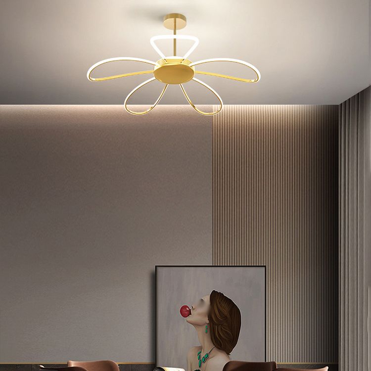 Lampadario a sospensione di metallo floreale a pendente a LED a LED per soggiorno per soggiorno