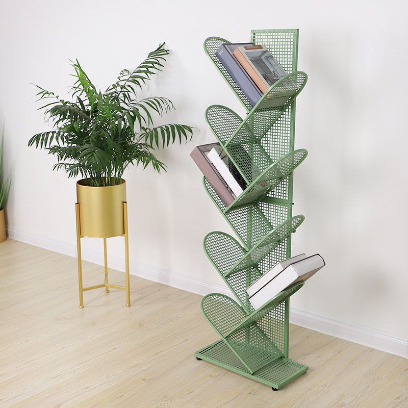 Modern Metal Bookcase Geometric Closed Back Bookshelf in Burnish
