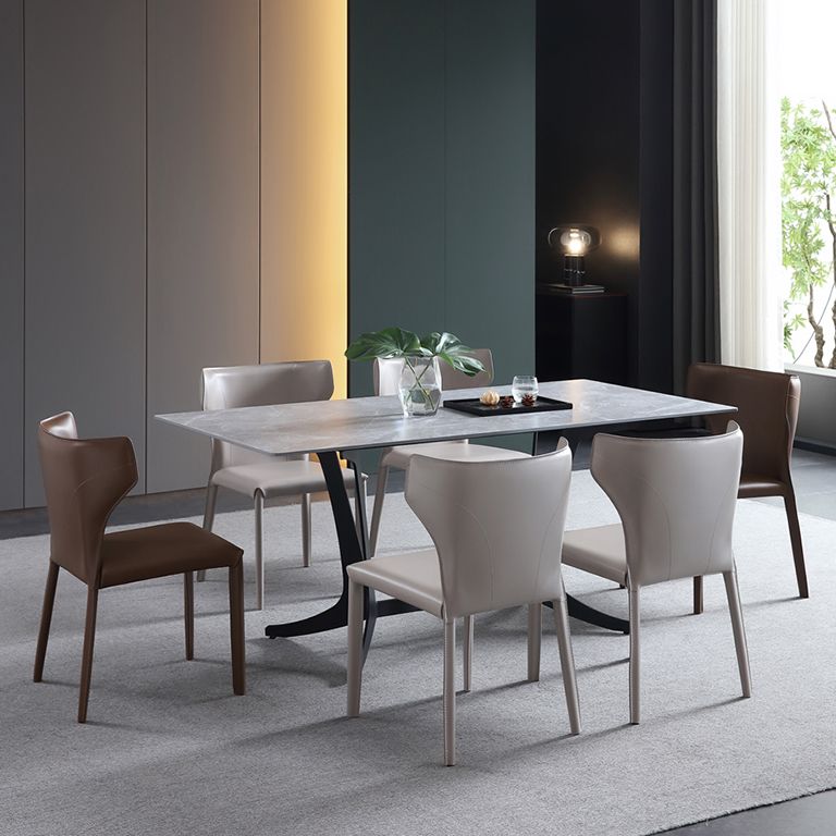 Moderne eigentijdse lederen eetkamerstoel Pure Color Wingback Side stoel