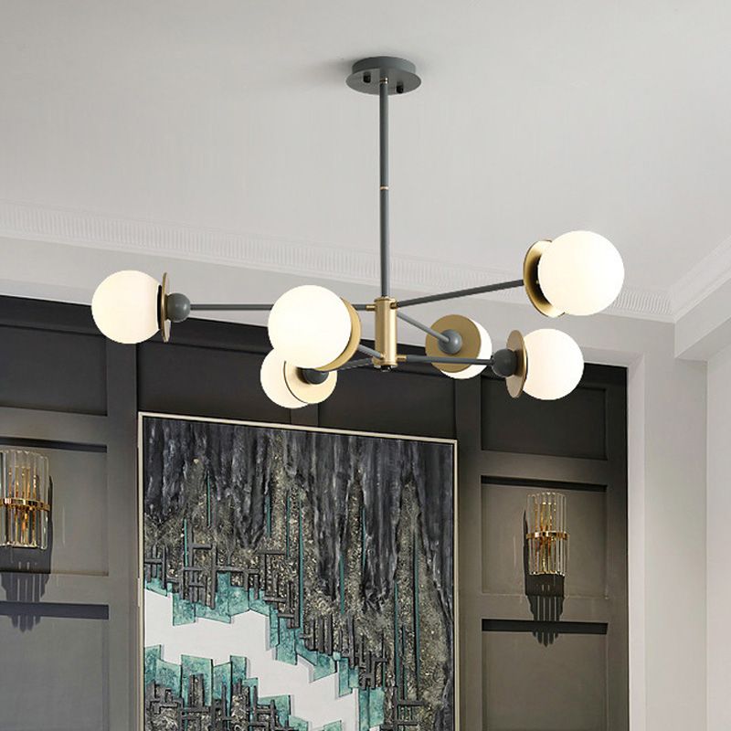 Starburst Chandelier Light Fixture Glass Dinning Room Hanging Chandelier in Grey