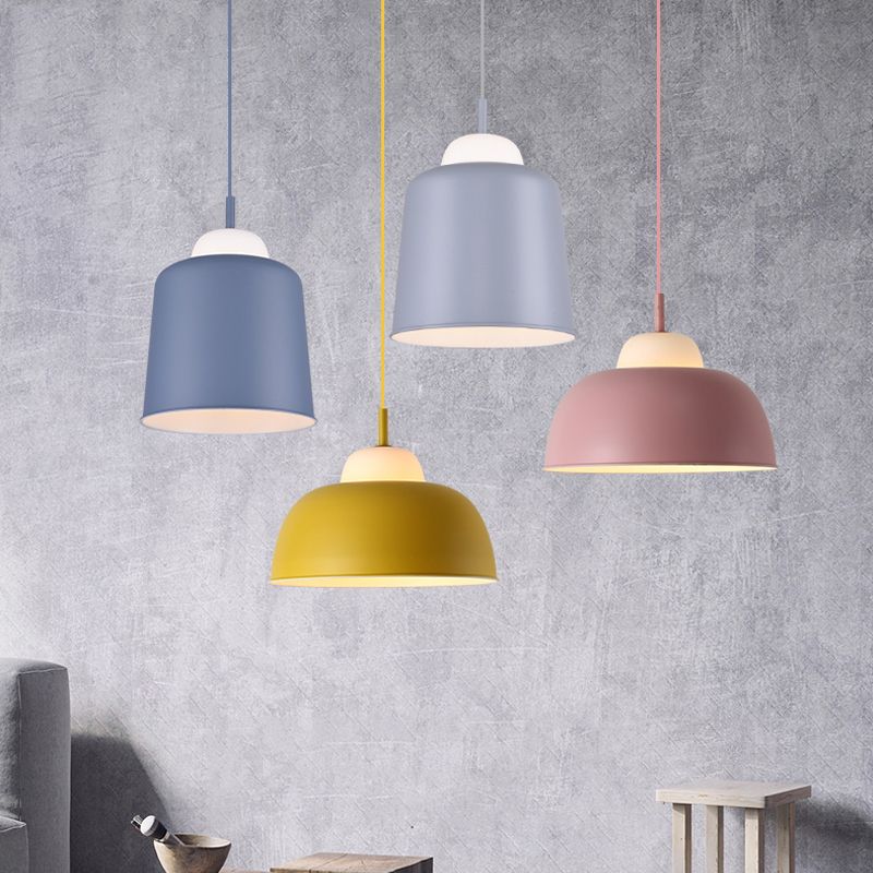 Pot Cover Shape Hanging Lighting Modern Style Metal 1 Light Hanging Lamp for Living Room