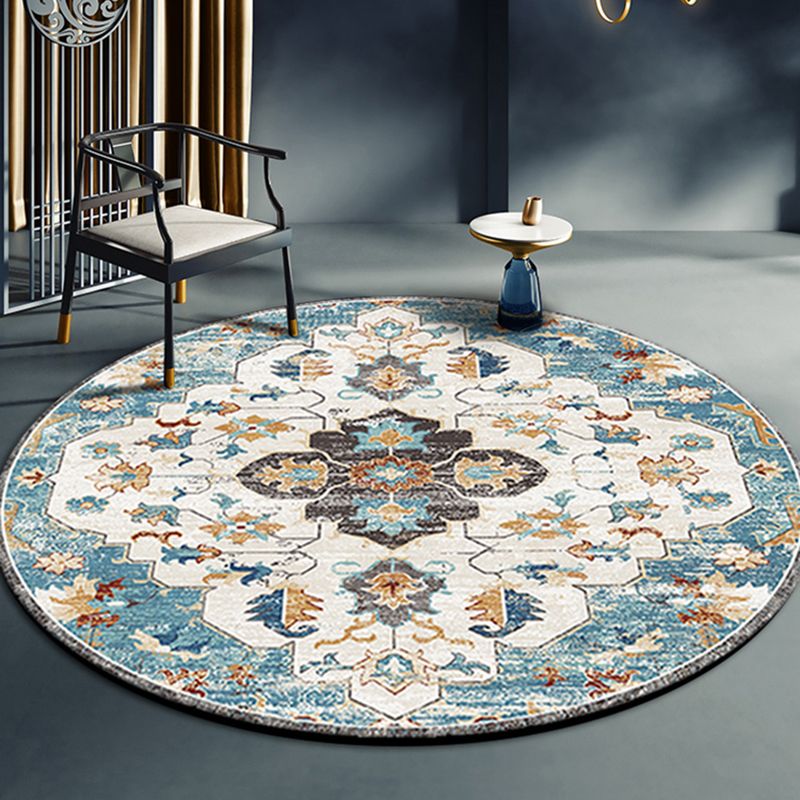Light Color Vintage Area Carpet Polyester Ethnic Pattern Indoor Rug Easy Care Carpet for Living Room