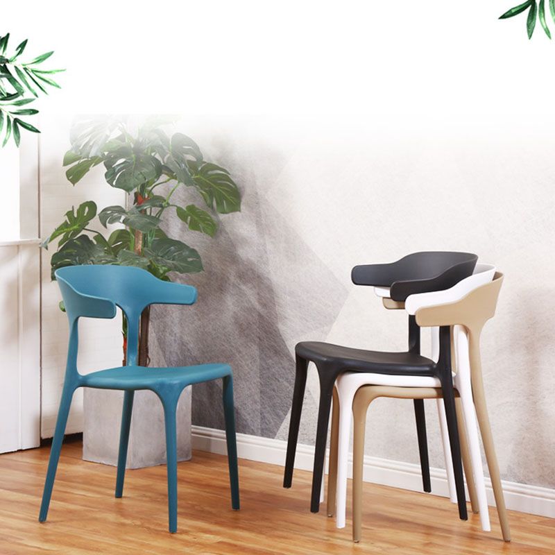 Silla apilable de estilo moderno, sillas con respaldo abierto sin brazos y patas de plástico para cocina
