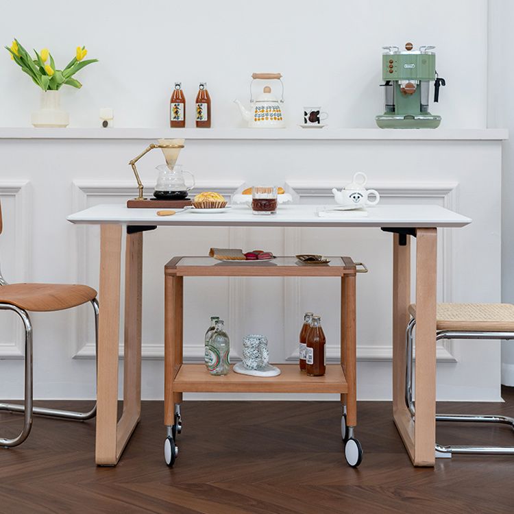 25.2" Wide Rectangular Glass End Slide Table Brown Cherry Side Table with Storage