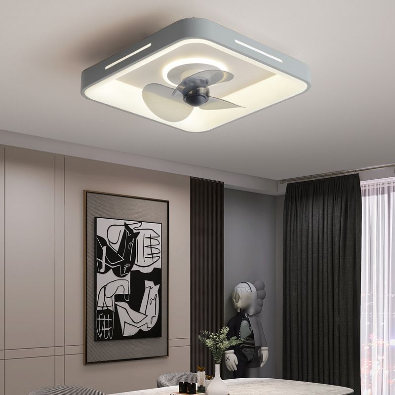 Metal Geometric Ceiling Fan Lights Modern Style 2 Lights LED Flush Light