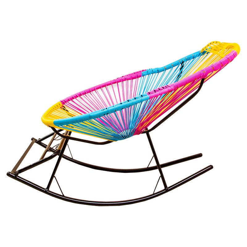 Contemporary Rocking Chair Rattan Wing Chair Back Solid Color Indoor Rocking Chair