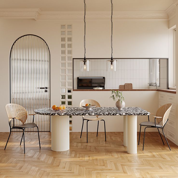 Free Form Contemporary Dining Table for Home Stone Dinette Table with 3 Legs