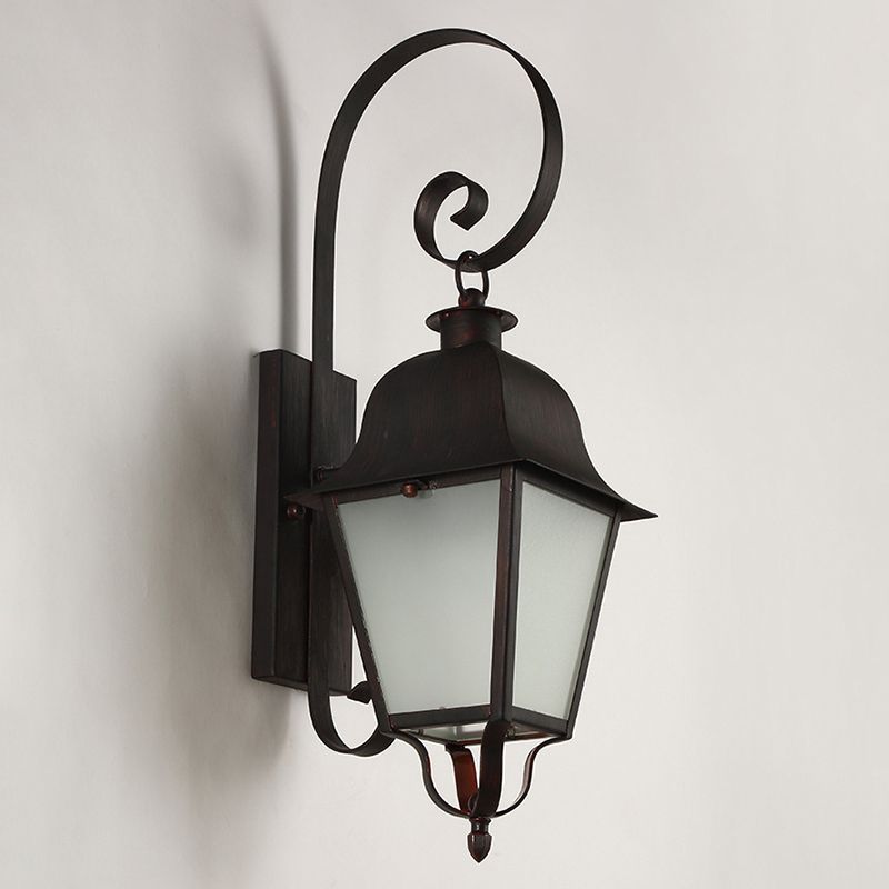 Lámpara de pared metálica de una sola luz vintage, aplique de pared impermeable para exteriores con brazo fijo para escaleras y pasillos