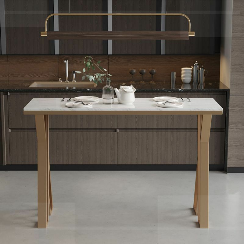 1/5 Pieces Glam Iron Bar Table Set Rectangle Bistro Set with White Faux Marble Top