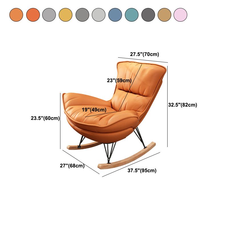 Modern Rocking Chair Metal Frame Doll Cotton Filling Cushion Wingback Rocker Chair