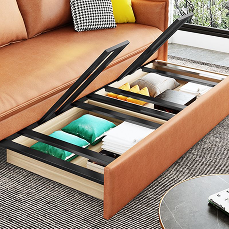 31" Wide Scandinavian Sleeper Sofa Futon Orange Foldable Sleeper Sofa