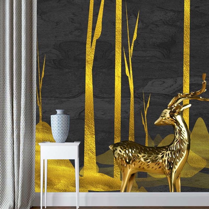 Illustration Elk Deer Mural Wallpaper Full Size Wall Decor for Guest Room, Made to Measure