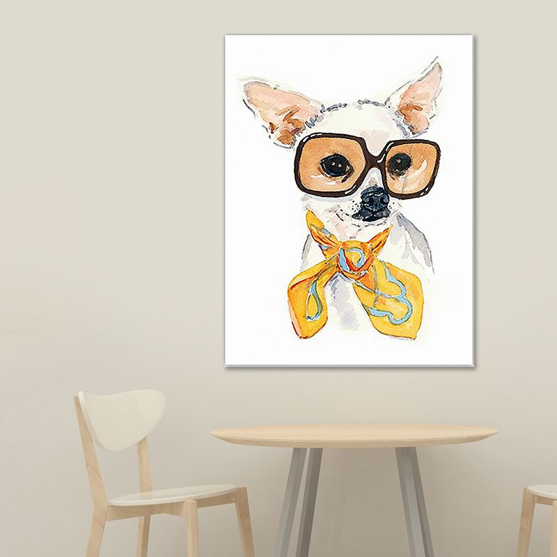 Funny Animal Painting Canvas Wall Art for Childrens Bedroom. Light Color, Textured