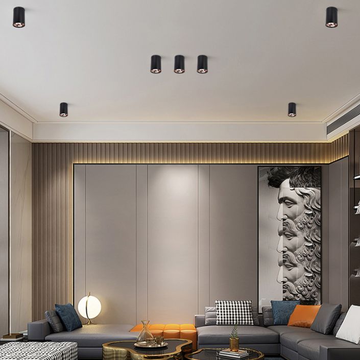 Metallic cilinder LED-inbouwlamp Minimalistisch zwart-roségouden plafondlamp voor slaapkamer