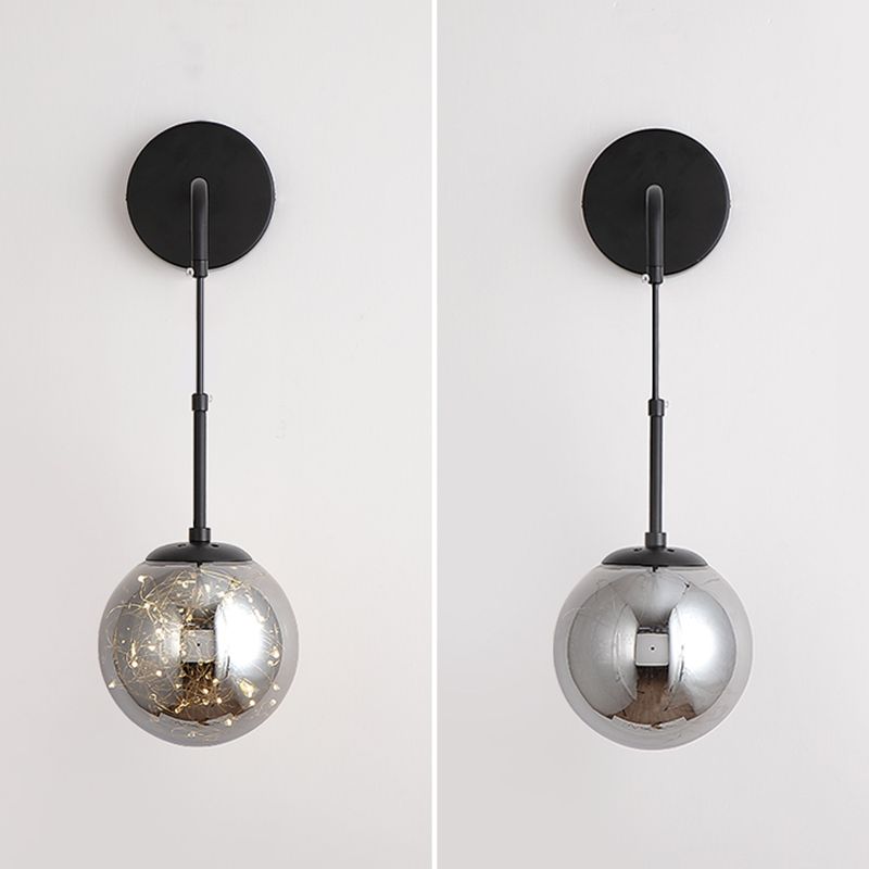 Modern Luxury Globe Wall Sconce 1-Light Wrought Iron LED Wall Light for Living Room