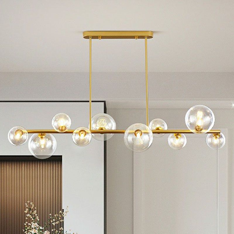 Clear Glass Bubbles Island Lamp Contemporary Hanging Ceiling Light for Dining Room