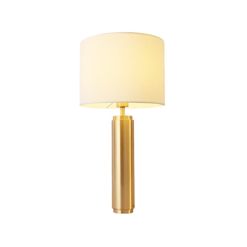 1 table de tête de tête de tête lampe de nuit blanche contemporaine avec ombre de tissu de tambour