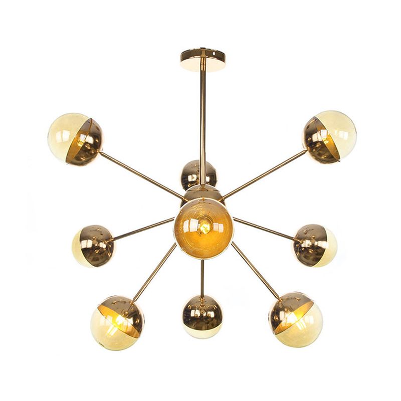 Semi-encastré Globe pour salle à manger, verre blanc/transparent/gris fumée, 9/12/15 lumières, luminaire semi-encastré contemporain en cuivre/chrome/or