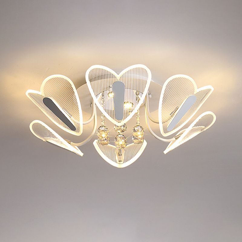 LED LED SEMI FLUSH MONTAJE Corazón contemporáneo Clear Crystal Ball Flushmount Lighting, 25.5 "/31.5" de ancho