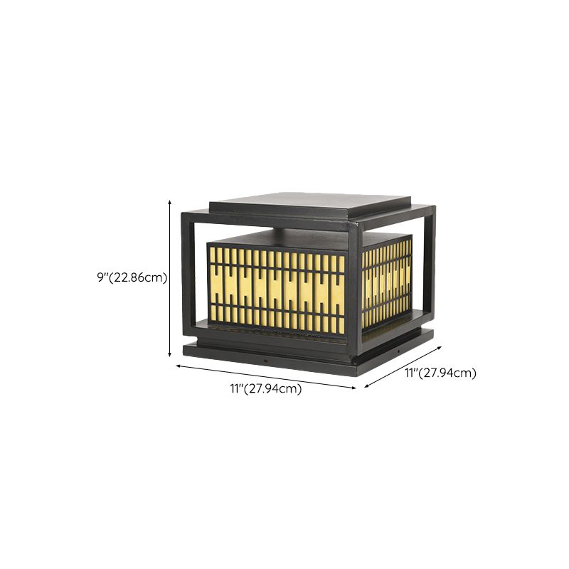 Square Shape Pillar Lamp Contemporary Outdoor Waterproof Light for Courtyard