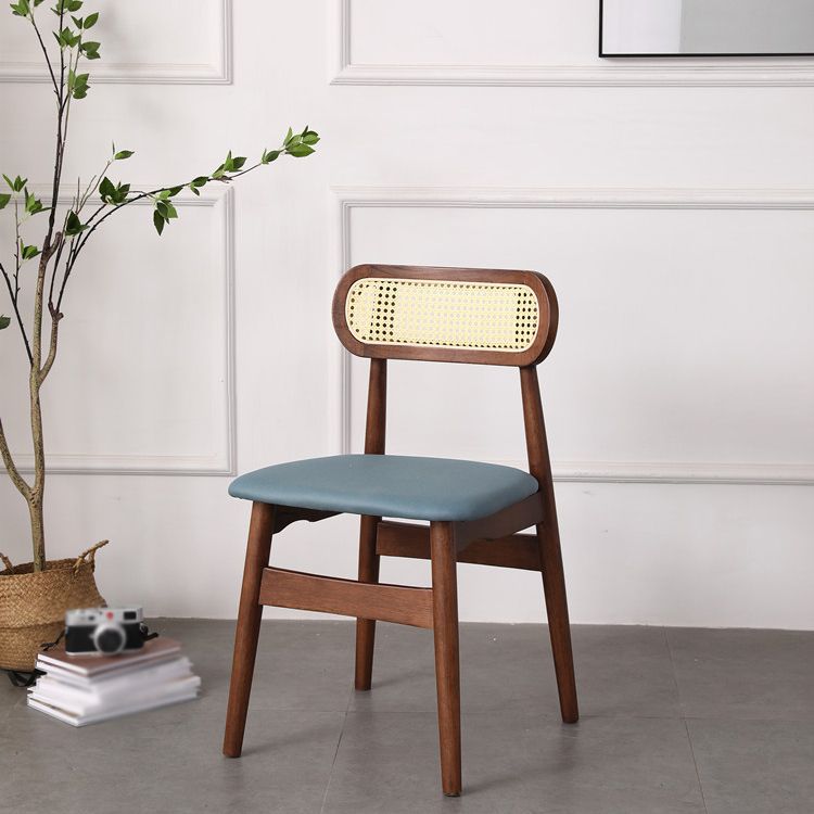 Silla de comedor de madera de caucho maciza moderna, sillas de comedor de cocina con respaldo abierto