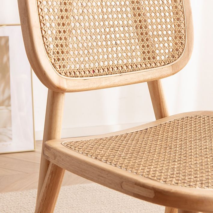 Scandinavian Style Wicker Dining Chairs for Home Open Back Side Chair