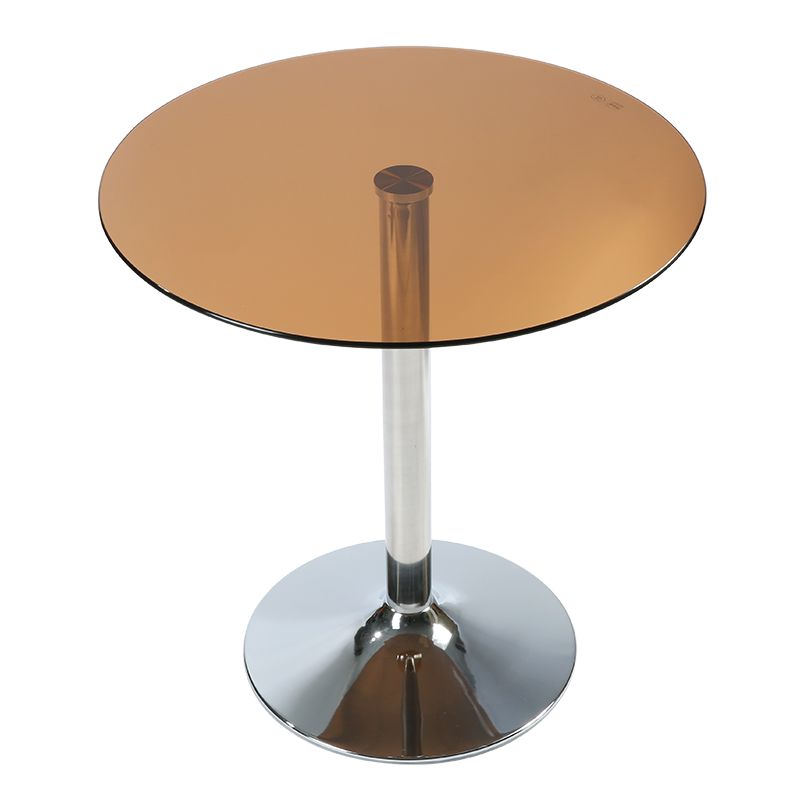 Moderne ronde eettafel van gehard glas met tulponderstel voor eetkamer