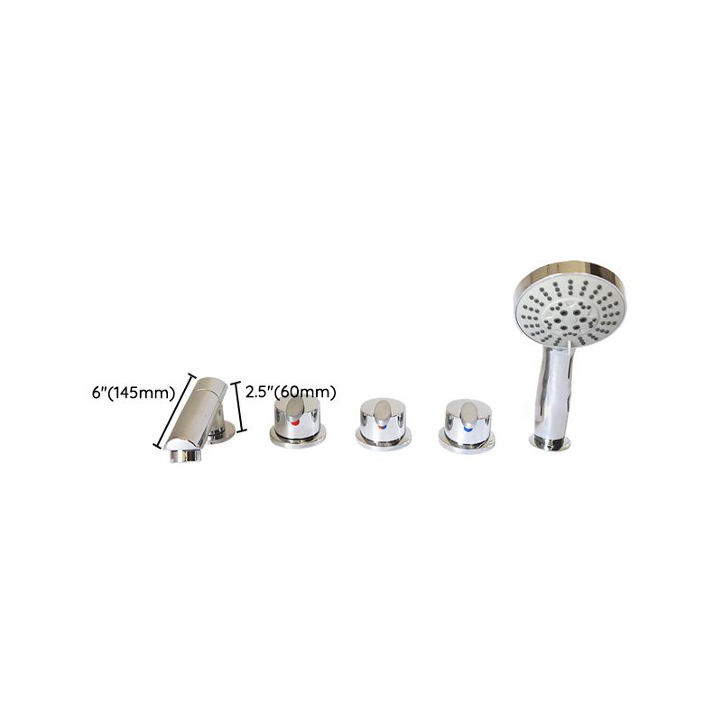 Deck Mounted Copper Roman Tub Faucet Low Arc Roman Tub Faucet Set in Chrome