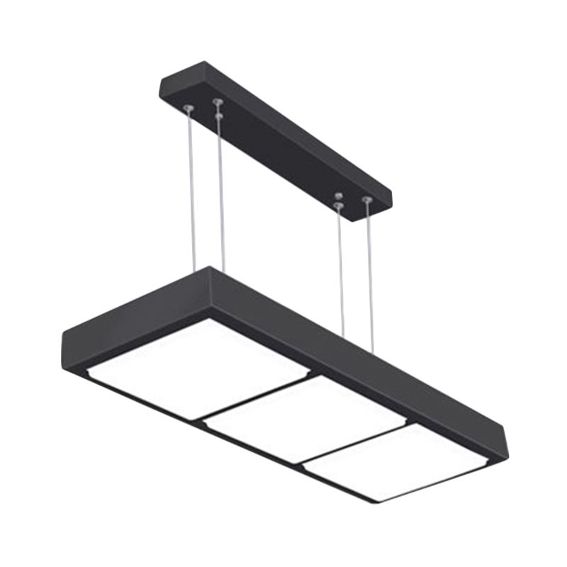 Rectangular Island Lamp Modern Metal 3/4/5 Lights Black/White Office Hanging Light in Warm/White
