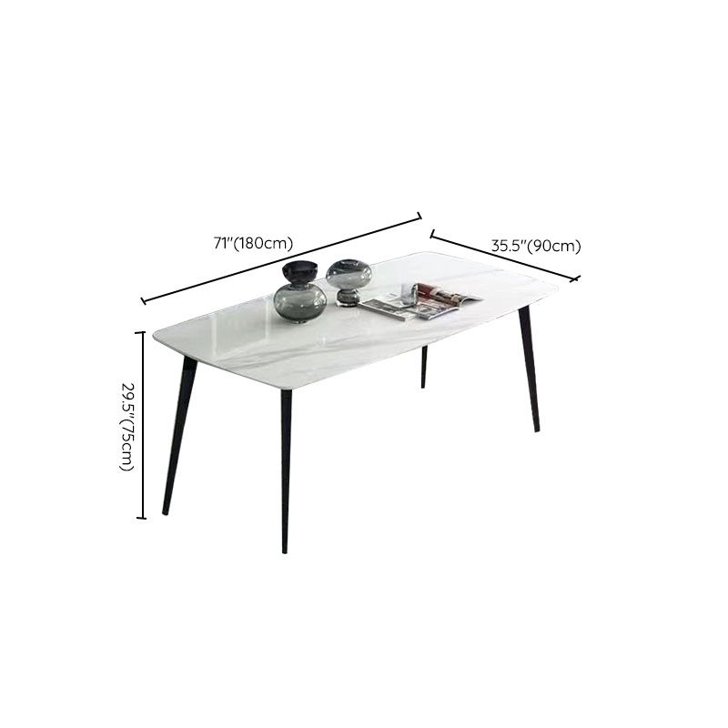 Metal Base Table Sintered Stone Top Dining Table for Kitchen