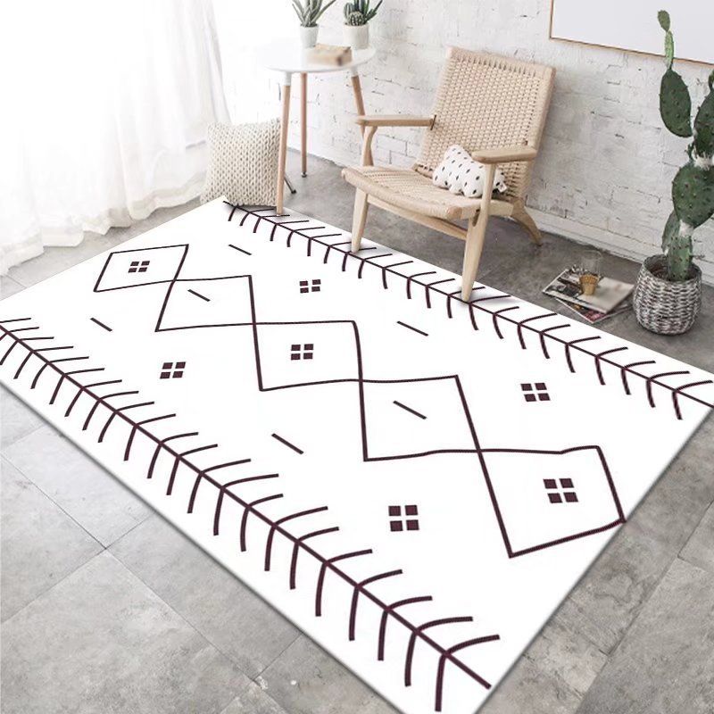 Bohemian Living Room Rug American Print Polyester Area Carpet Stain Resistant Rug