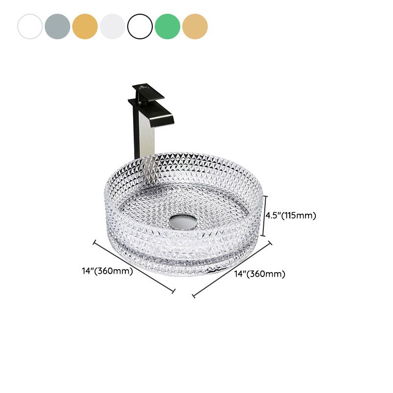 Contemporary Bathroom Sink Glass Round Vessel Bathroom Sink(Not Including Faucet)