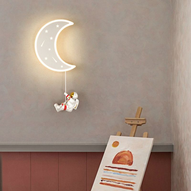 Moon Shape Wall Mount Light Children LED Wall Light with Acrylic Shade for Bedroom