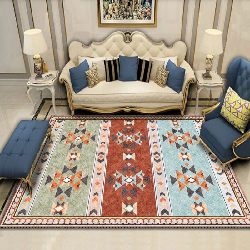 Bohemian Triangle Print Carpet Polyester Indoor Rug Non-Slip Backing Area Carpet for Living Room