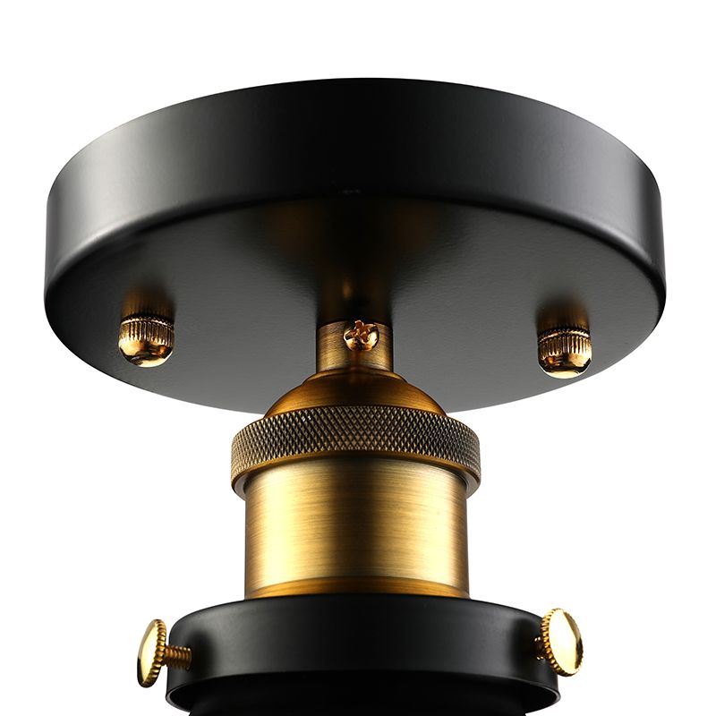 Zwart/Roest Cone Schaduw Semi Flush Mount Retro Stijlvol Metallic 1 Hoofd Balkon Dicht bij plafondverlichting