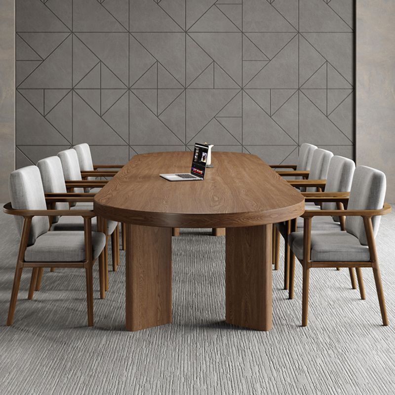 Modern Solid Wood Table for Restaurant Oval Table with 4 Legs