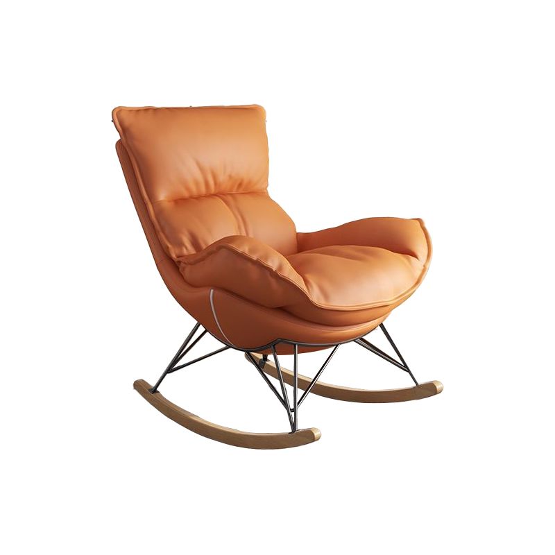Contemporary Rocking Chair Faux Leather Waterproof Glider Chair with Removable Cushions