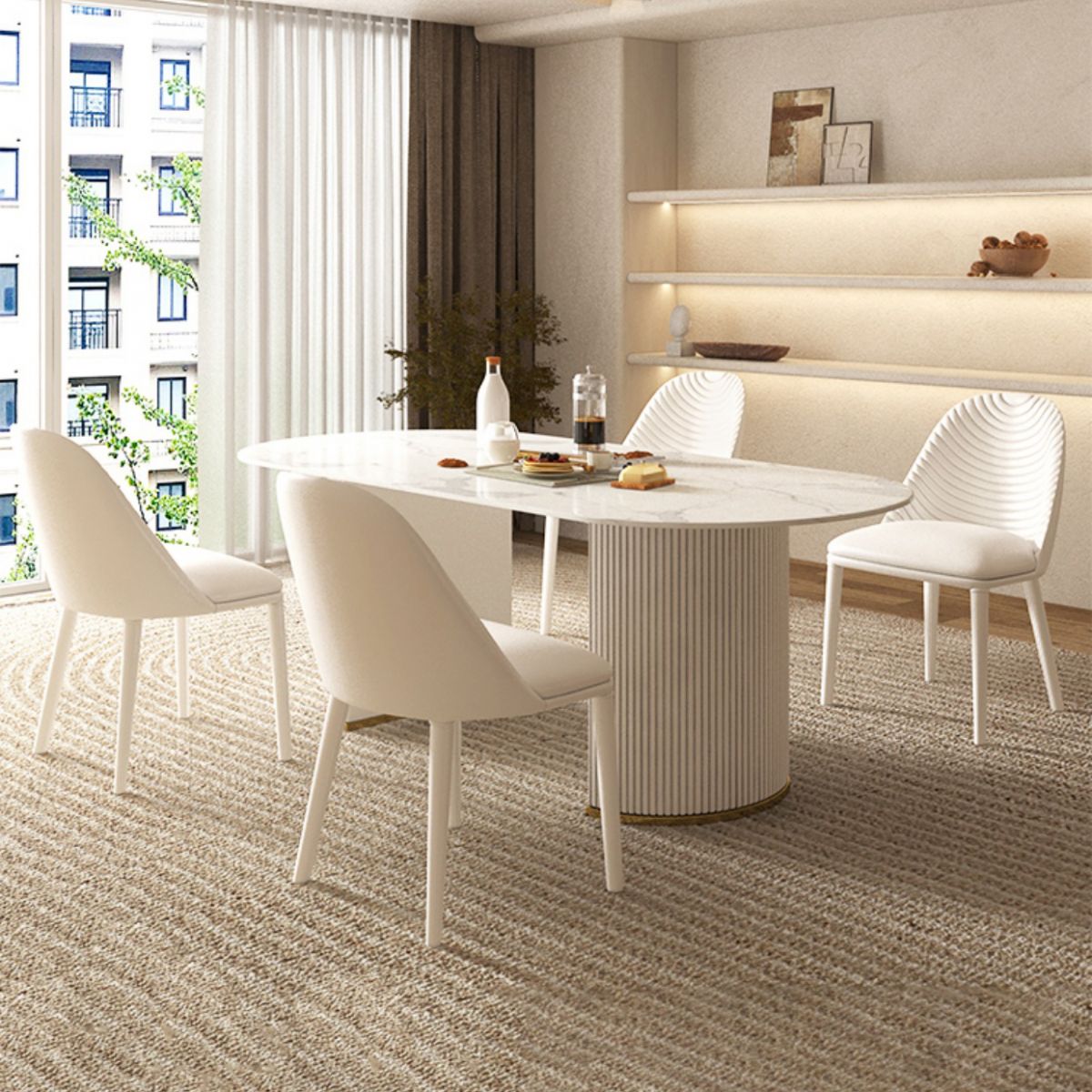 Modern 1/2/4/5/7 Pieces Dining Set Rectangle Stone Dining Table for Dining Room