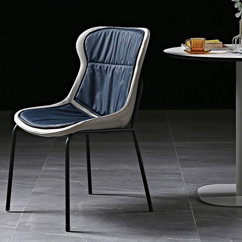 Industrial PU Leather Dining Chairs Solid Back Chair for Home