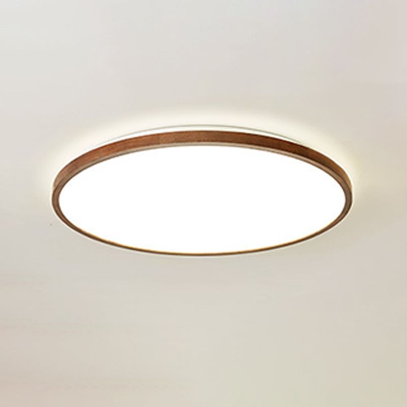 Modern Geometry Shape LED Ceiling Lamp Wood 1 Light Flush Mount for Living Room Aisle