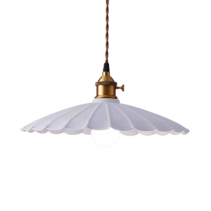 Lampada sospesa smerlata industriale smerlata 10 "/12" Dia 1 lampadina in bulbo lampada in bianco/rosso per sala da pranzo