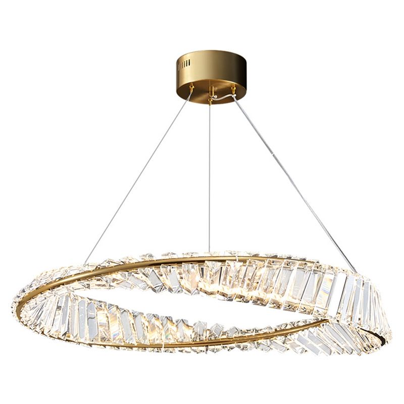 Postmodern Simplicity Round Hanging Chandelier Pendant Light Crystal Ceiling Lights Fixture for Restaurant