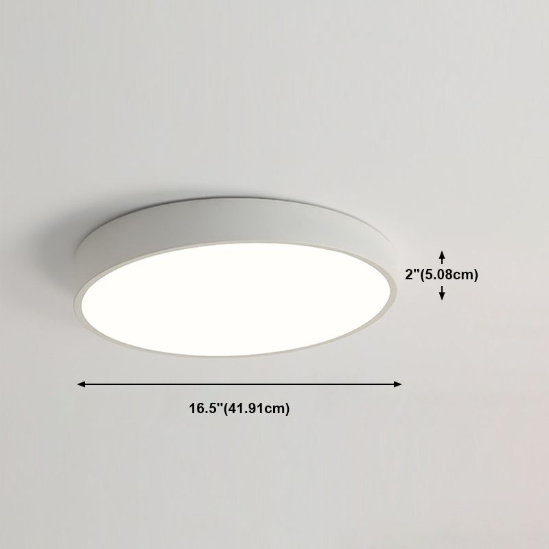 Schlafzimmer Circle Flush Mount Ceiling Licht Metall LED Einfache Deckenlampe in Weiß