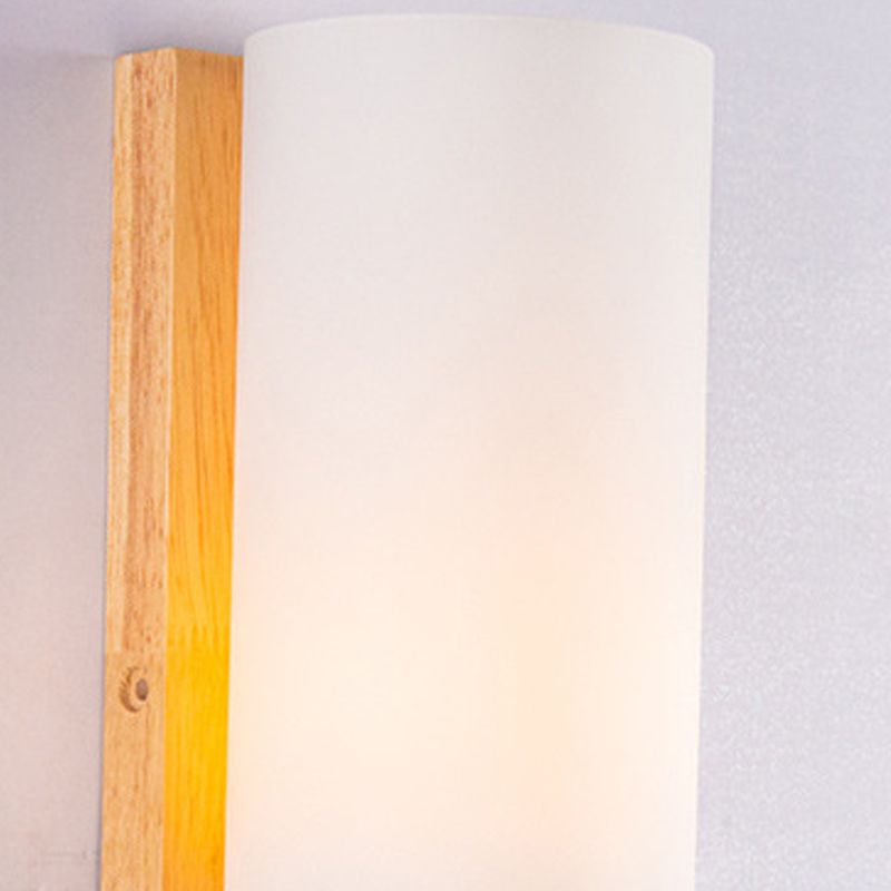Cylinder Wall Lighting Fixtures Modern Style Wood 1 Light Wall Lighting